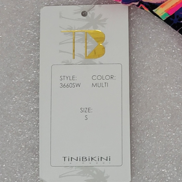 Tinibikini Two Piece Swimsuit Multicolor Small Tropical Reversible Beach Summer - Picture 3 of 5